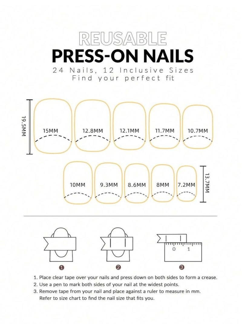 أظافر تركيب فرنسي مربعة مدورة 24 قطعة – لون نود وردي مخملي لامع مع أطراف بيضاء أنيقة - Image 4